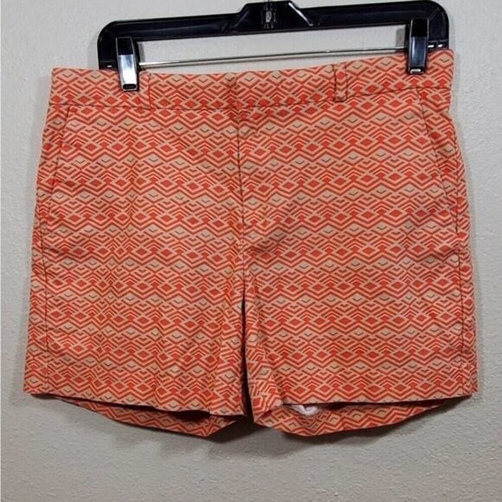 Banana Republic Aztec Geometric Print Womens Orange Shorts Casual Summer Size 8